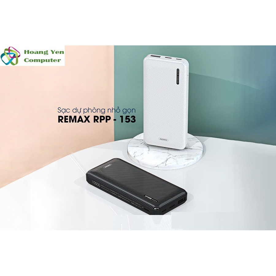 Sạc Dự Phòng 10000mAh Mini Remax RPP-153 2 Cổng Sạc Vào, 1 Cổng Sạc Ra - BH 1 Năm | BigBuy360 - bigbuy360.vn