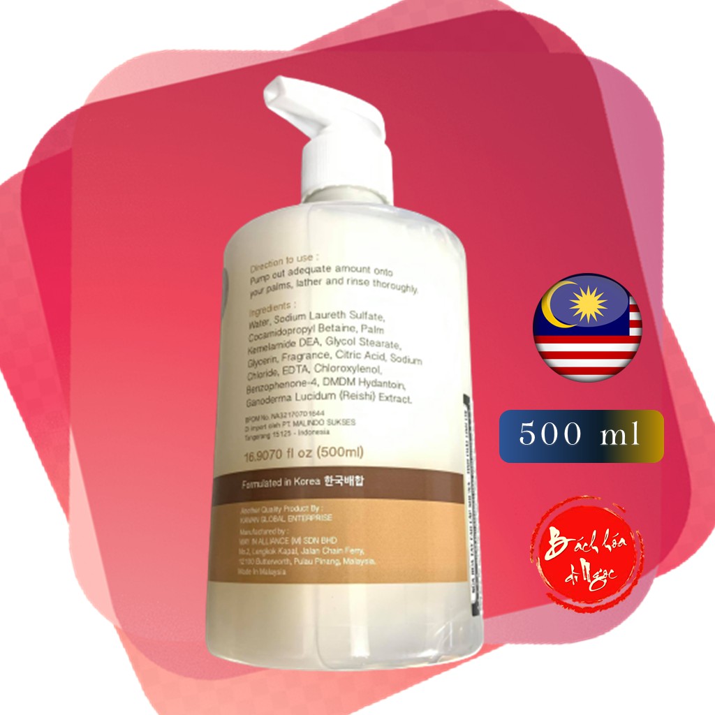 [Mã NGOCSHENA giảm 10K đơn 99K] NƯỚC RỬA TAY DIỆT KHUẨN SHENA CÔNG THỨC HÀN QUỐC 500ML - HƯƠNG NẤM LINH CHI