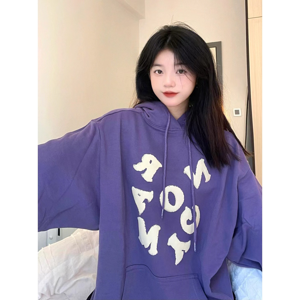 NRVP Áo Hoodie Tay Dài Oversize In Họa Tiết Phong Cách Hàn Quốc Kiểu Mới Cho Nam / Nữ