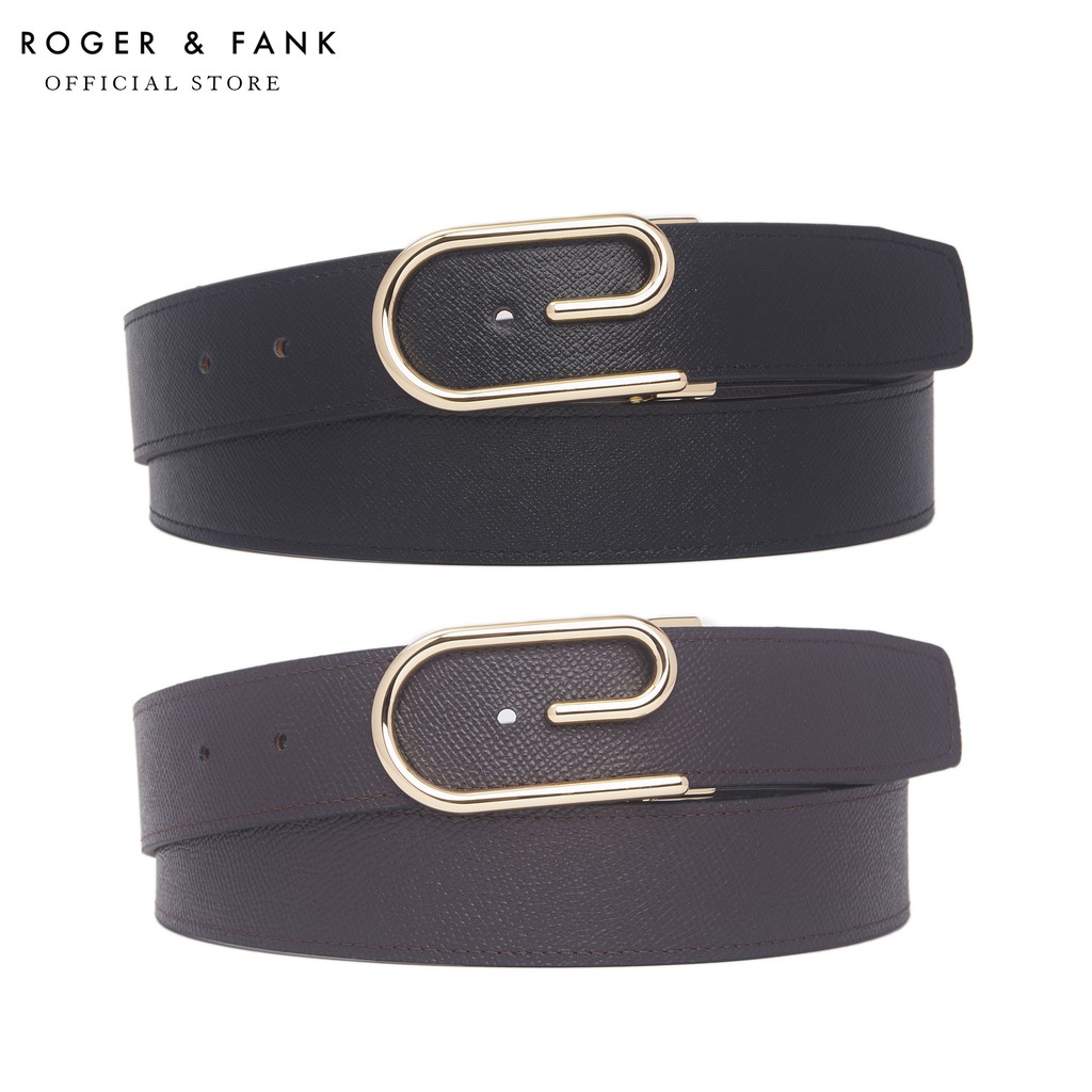 Thắt lưng nam da thật cao cấp hai mặt bản 3.2 cm Roger & Fank