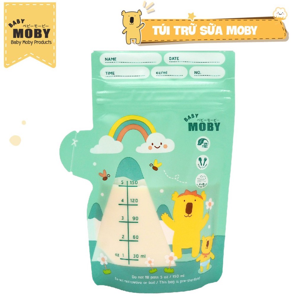 [Đồng giá 177K] Túi trữ sữa Moby Baby Thái Lan 150ml (1 hộp/30 túi)