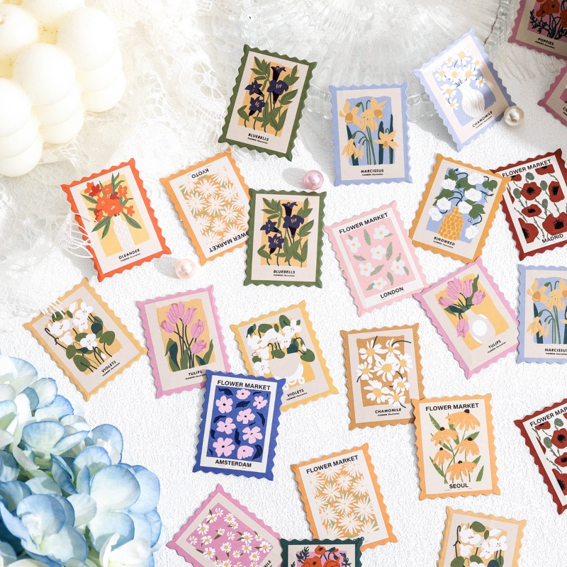 Set 45-46 Miếng Dán Hình Hoa Trang Trí Sổ Tay DIY