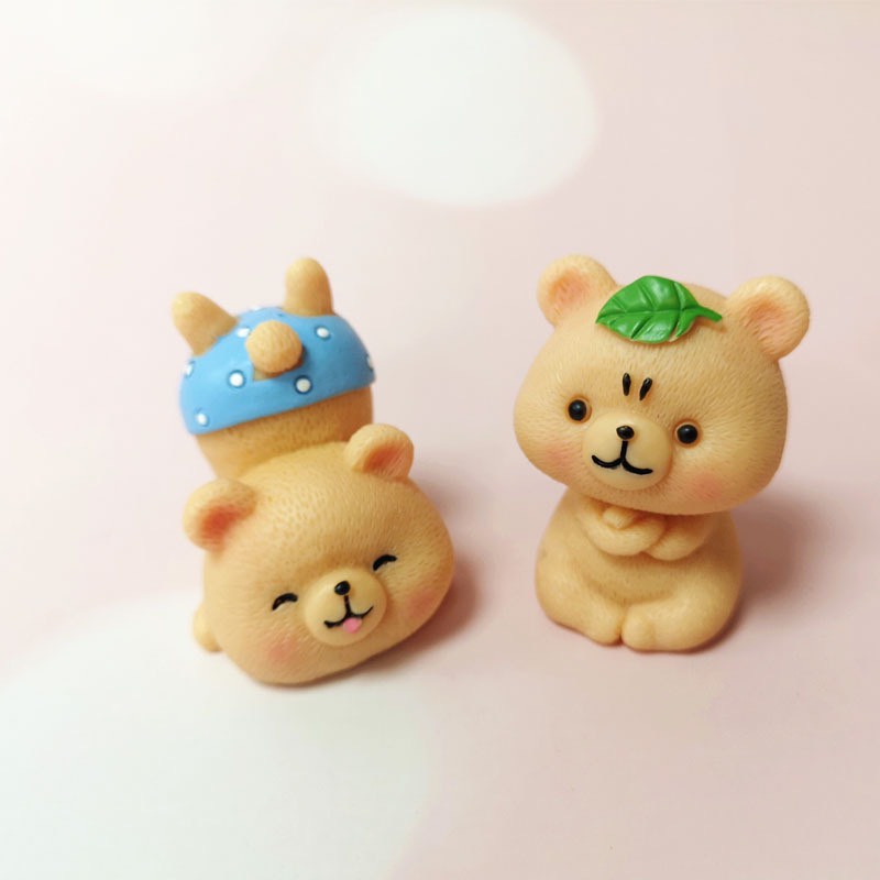 Trang trí Taplo ô tô - Sét 5 chú gấu nâu mini thiết kế ngộ nghĩnh đặt bàn học hay phòng,bàn làm việc rất thư giãn