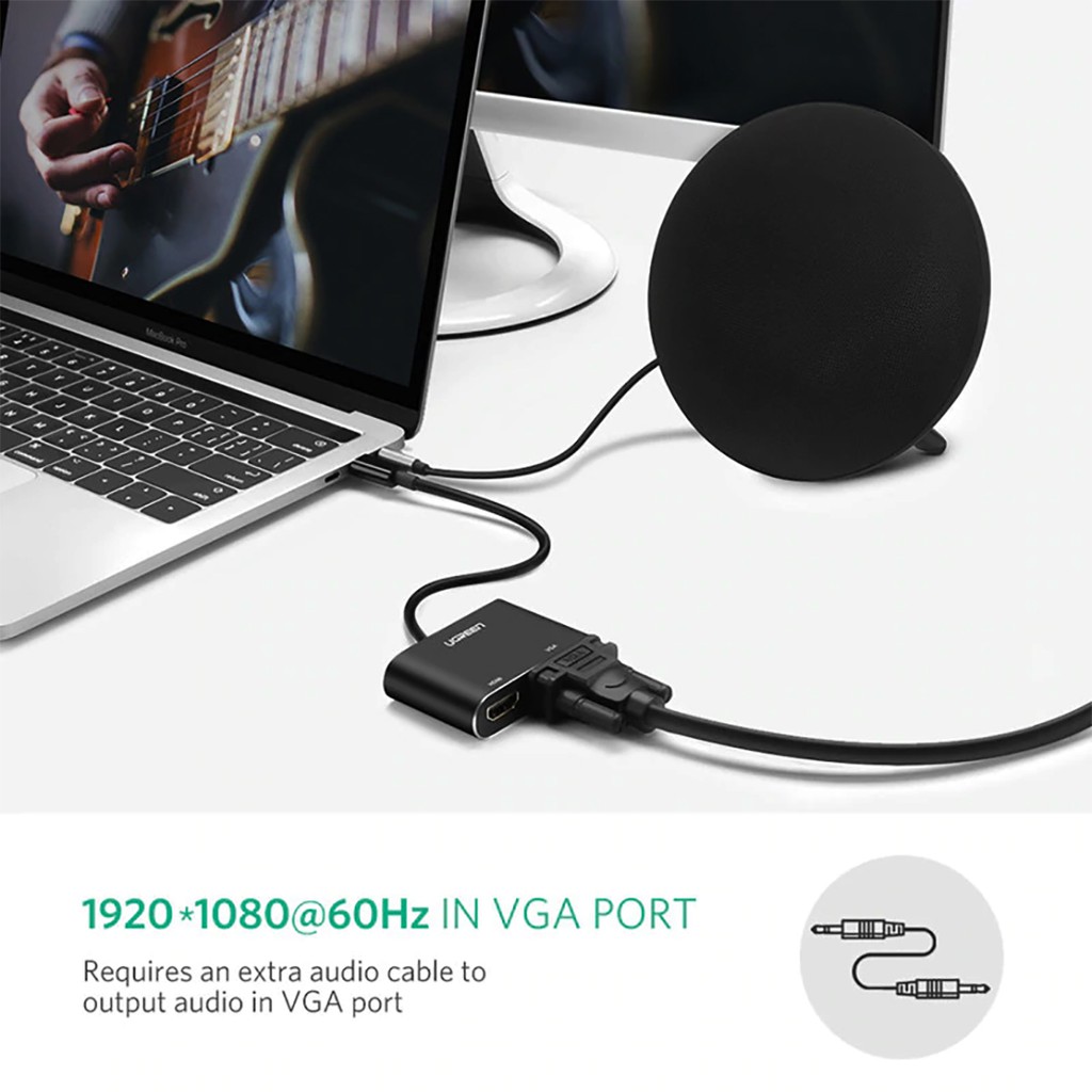 Cáp Usb Type-C Ra Hdmi Và Vga Cao Cấp, UGREEN CM162 Chính Hãng