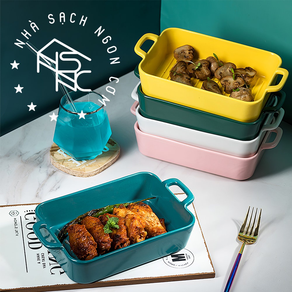 Đĩa nướng gốm có quai phong cách Bắc Âu SIYUE SY1436 (màu ngẫu nhiên)