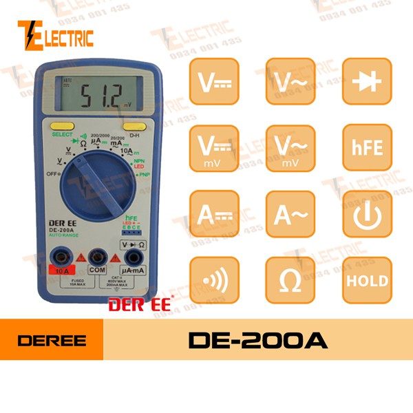 Deree DE - 200A Đồng hồ đo vạn năng điện tử