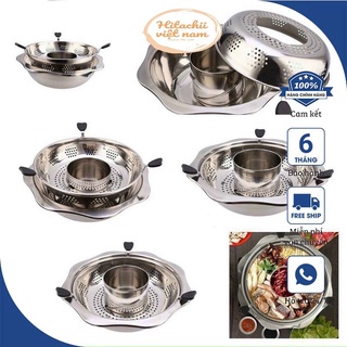 Mua Nồi lẩu inox xoay 2 tầng Hàn Quốc  Nồi lẩu đa năng 2 ngăn dùng được bếp từ và bếp gas  Xoong inox 304 ăn lẩu