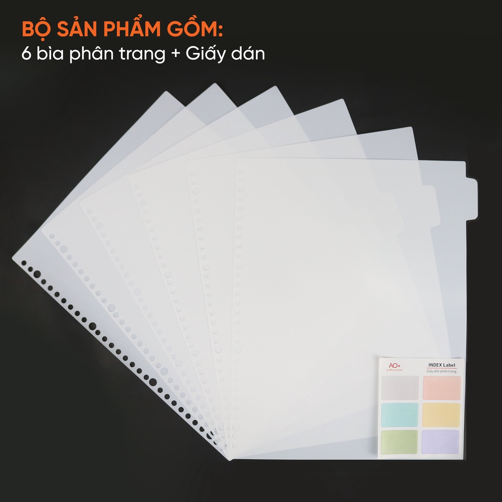 Bìa Phân Trang AO+ Nhựa PP/ A4  Kèm Giấy Dán