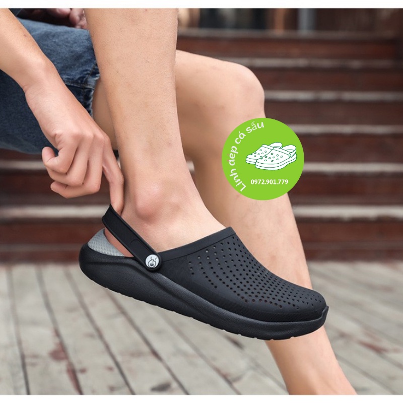 Dép sục cross literide màu đen tuyền êm mềm nam nữa hàng xuất xịn, mẫu mới, full box