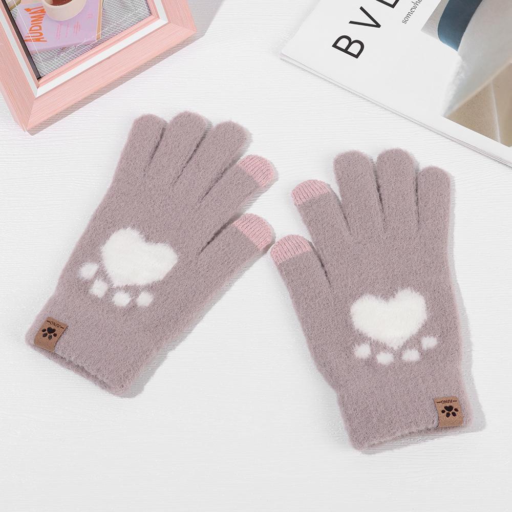 Găng Tay Hình Dấu Chân Mèo Chống Lạnh Có Thể Chạm Màn Hình Cảm Ứng Cho Nữ