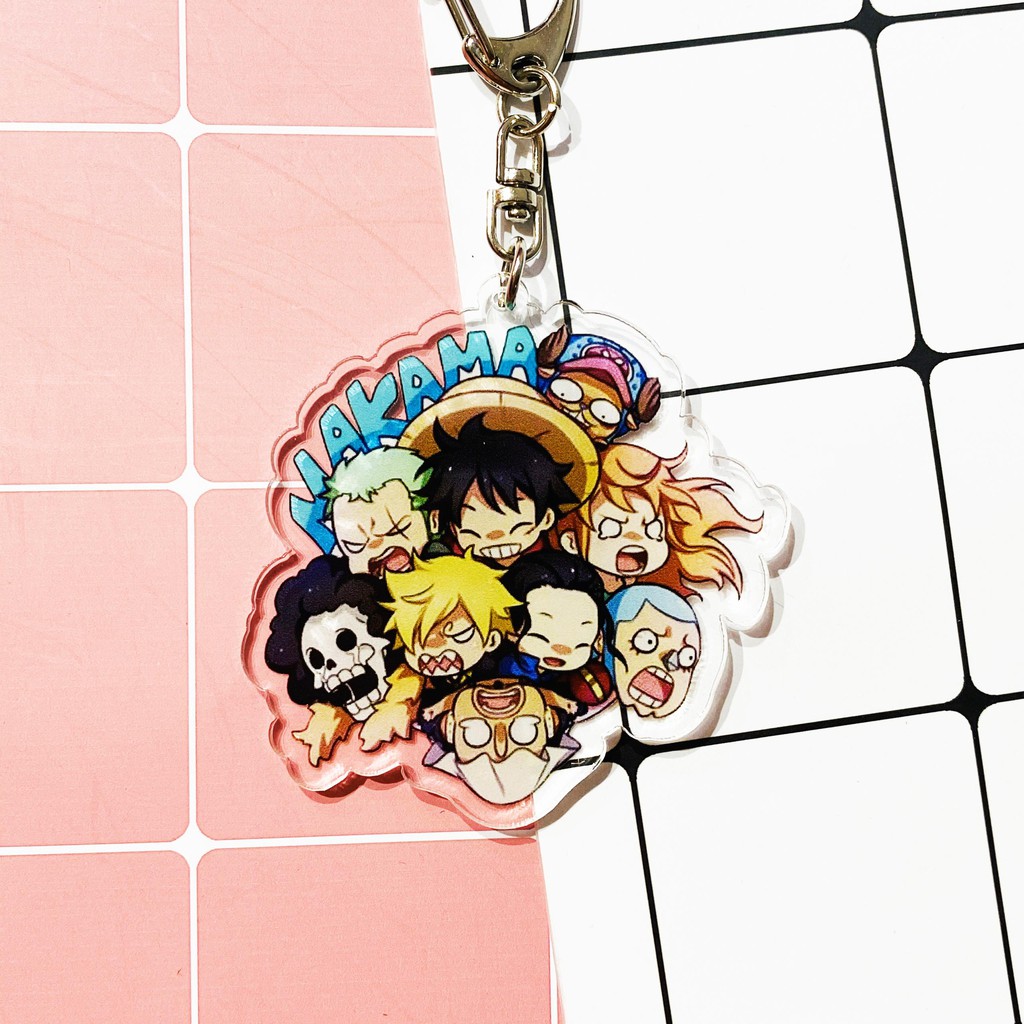 ( Mica trong acrylic ) Móc khóa One Piece Đảo Hải Tặc ver cả nhóm Luffy quà tặng xinh xắn dễ thương anime chibi