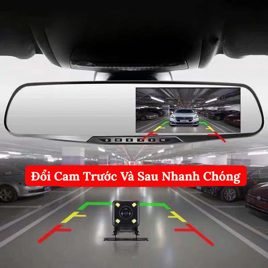 Camera Hành Trình (Dạng Gương Chiếu Hậu) - Camera Hành Trinh Ô Tô Màn 4,3 Inch Màn Full HD