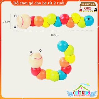 Đồ chơi con sâu bằng gỗ cho bé