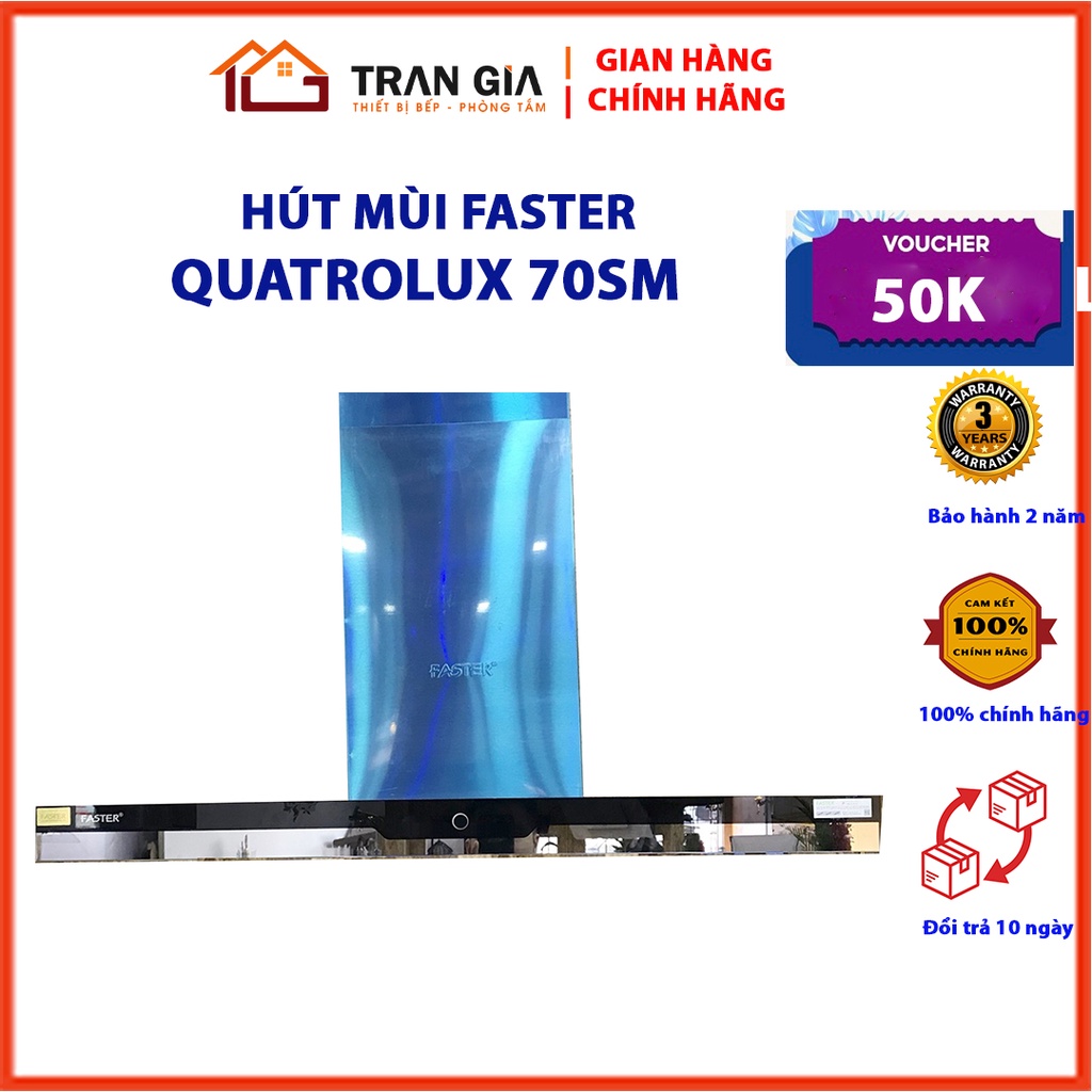 Máy hút mùi Faster Quatrolux 70SM Hút mùi âm tủ chữ T Fuger FG 70T, Hút mùi cảm ứng, Bảo hành chính hãng 2 năm