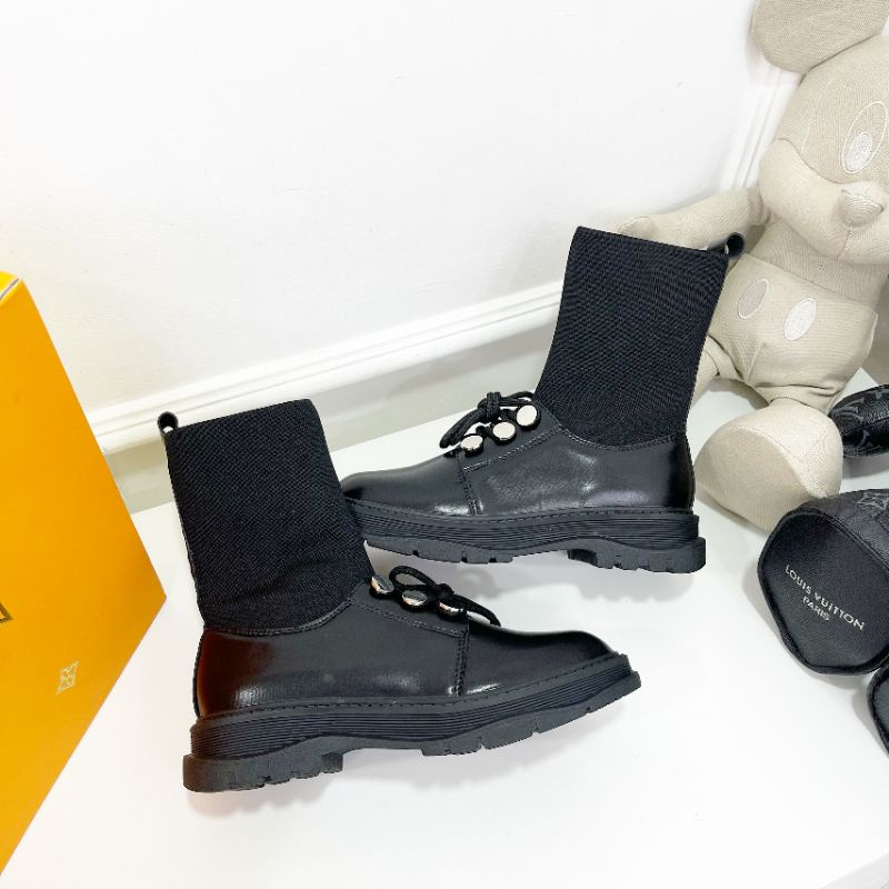 M(ẢNH THẬT) Boot Cổ Thấp Len Chun Pha Da Mềm Êm Fullbox Xịn Cao Cấp