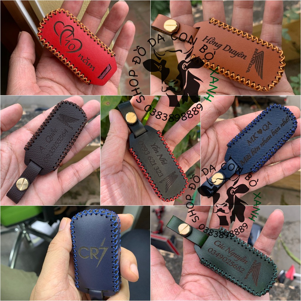 [Mã LIFEAUMAY giảm 10% tối đa 30k đơn 150k] Bao Da Chìa Khóa Honda SH 300i (loại 2 nút bấm) handmade da thật