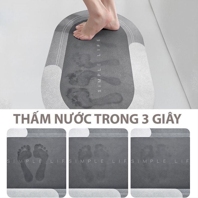 Thảm Silicon Hút Nước Siêu Thấm , Thảm Chùi Chân Chất Liệu Chống Trượt Kt 40*60cm Giao ngẫu nhiên