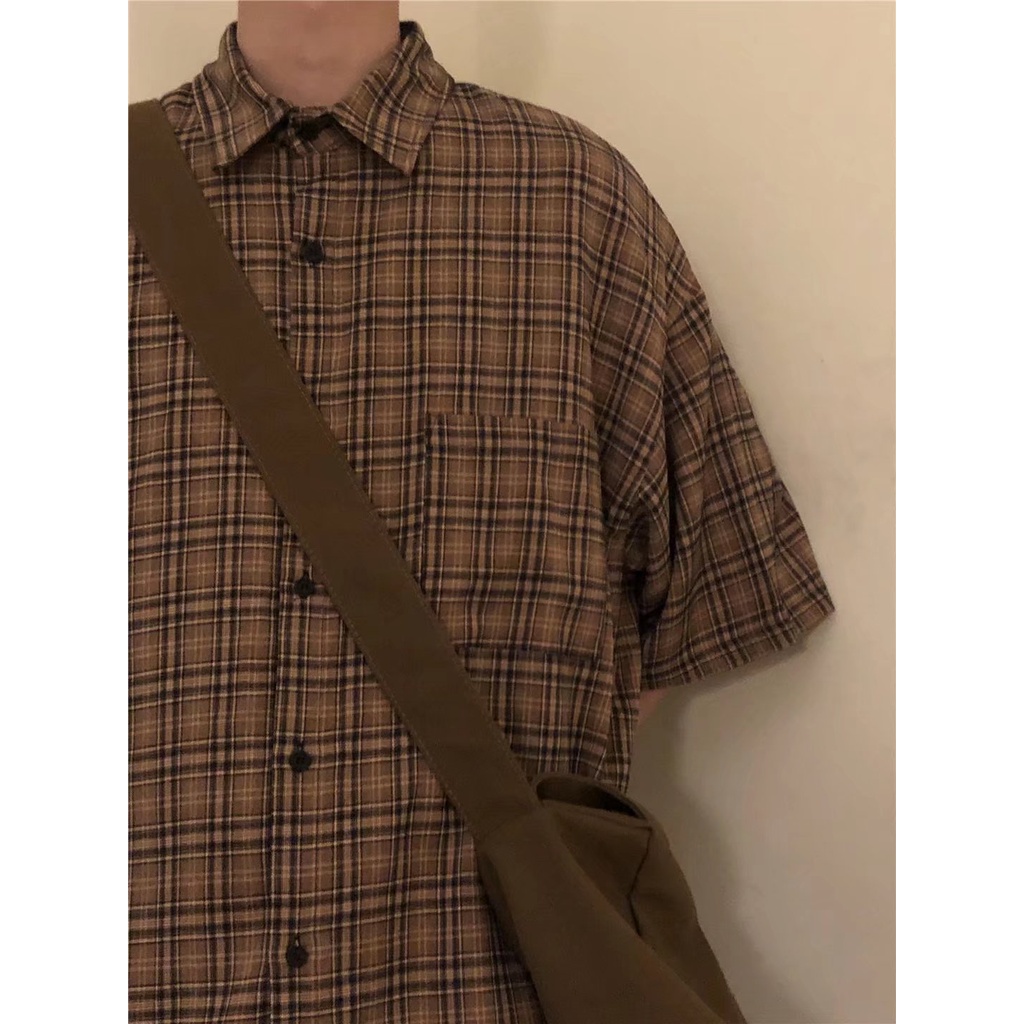 Áo Sơ Mi Tay Ngắn Sọc Ca Rô Vải Flannel Thời Trang Retro Nhật Hàn Cao Cấp Cho Nam  áo flannel unisex áo sơ mi flannel