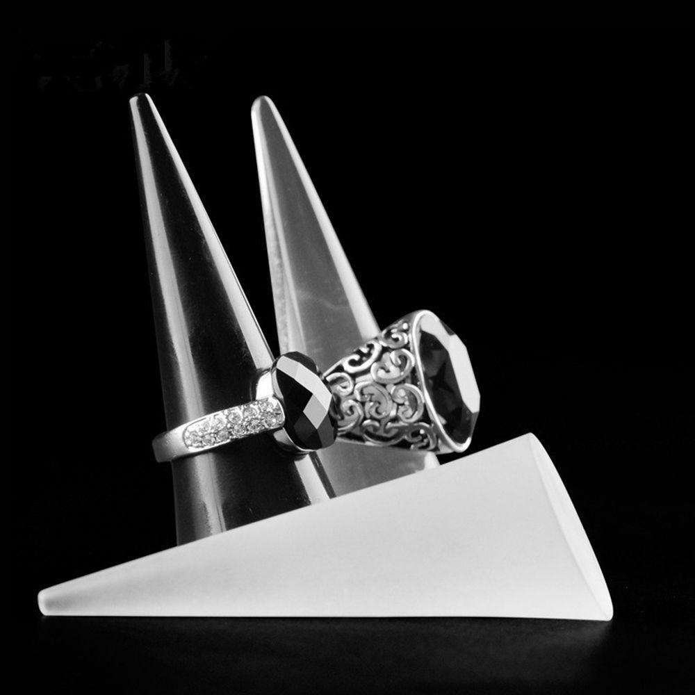 ANEMONE Kệ Trưng Bày Nhẫn Hình Nón Màu Trắng Đen Bằng Acrylic