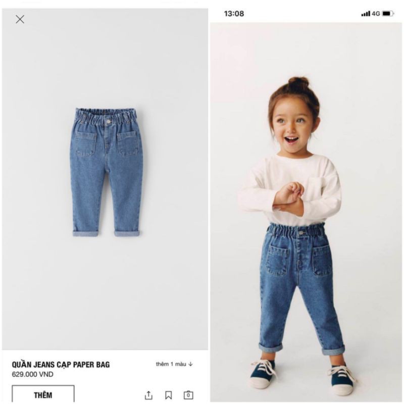(sale off) Quần jean zara bé gái - hàng dư xịn đét đủ tag,mác (sz 9m-5y)