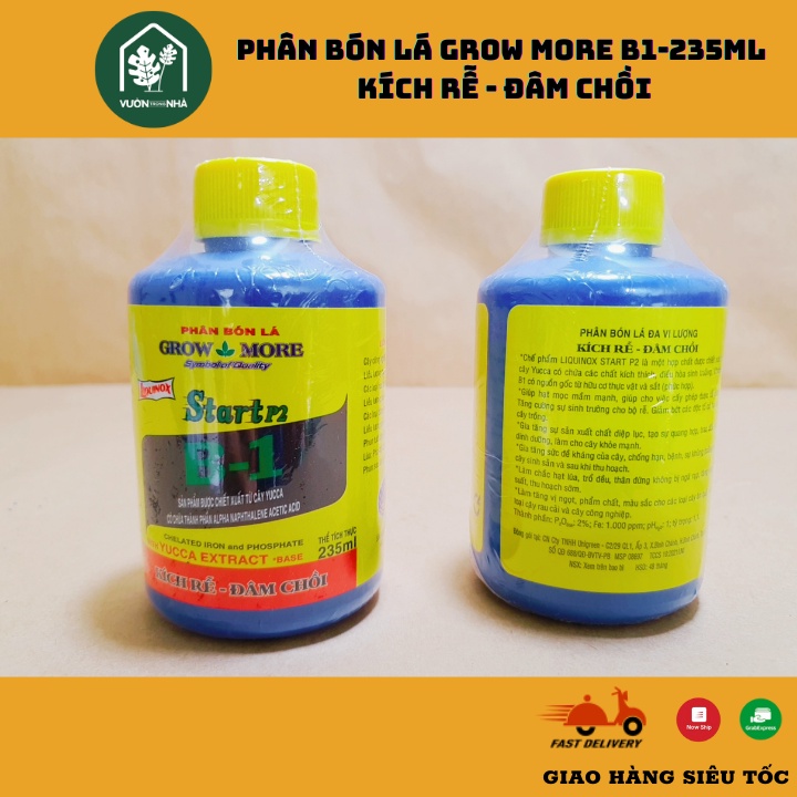 Phân bón lá vitamin b1 Grow More 235Ml kích rễ điều hòa sinh trưởng các dòng cây kiểng lá phong lan