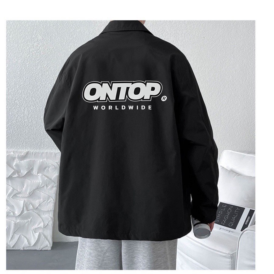 Áo Khoác Dù in chữ Trắng/Phản QuangTrượt Nước Cao Cấp - ONTOP kiểu bomber jacket cả Nam và Nữ đều mặc đư