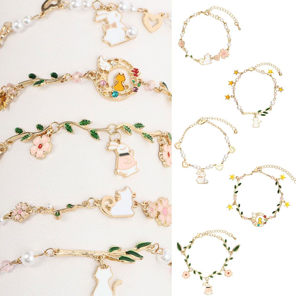 Vòng tay đính ngọc trai nhân tạo hình hoạt hình dễ thương