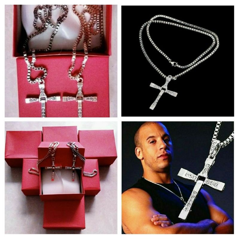 Combo 2 dây chuyền nam vàng trắng Fast Furious đẹp mắt kèm hộp đựng sang trọng