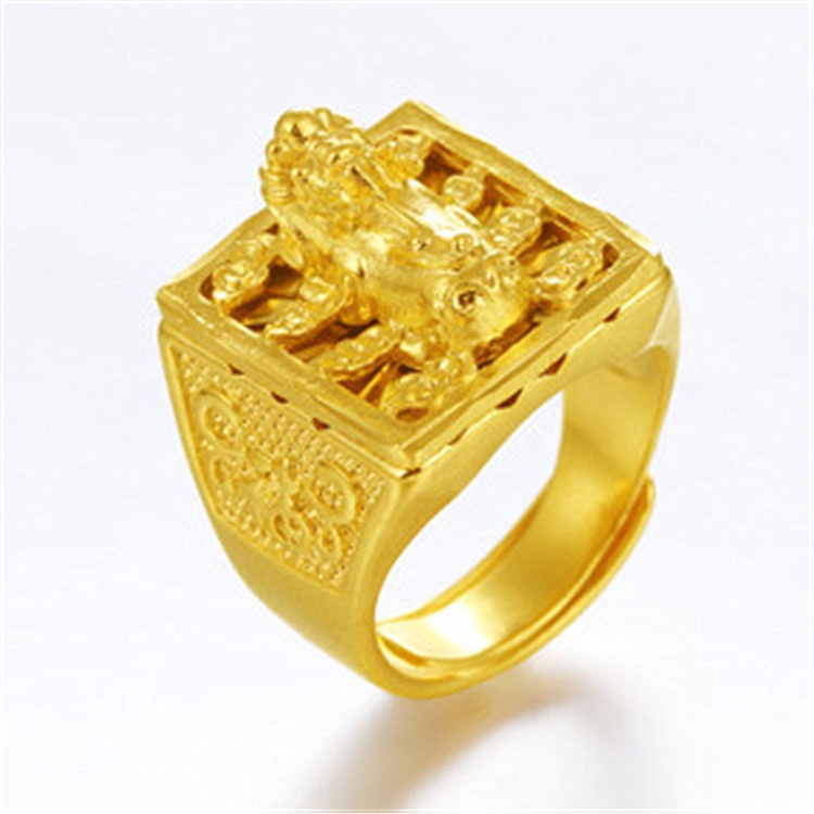 Nhẫn Vàng Pixiu Shakin Phong Thủy May Mắn Dạng Hở Có Thể Điều Chỉnh Kích Cỡ