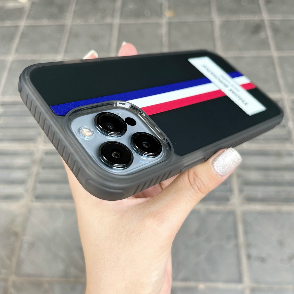 Ốp likgus nhám Thom Browne cho iPhone 14 Pro Max, 13 Pro Max, 12 Pro Max, 11 chống Vân tay viền mềm ôm máy chống sốc