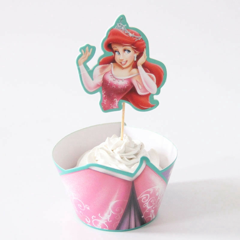 Bộ 48 cốc giấy bọc và que cắm bánh cupcake hình công chúa xinh đẹp