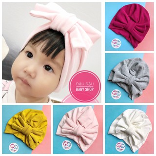Mũ nơ turban ấm áp, mũ turban cotton xinh xắn cho bé gái 0-18m
