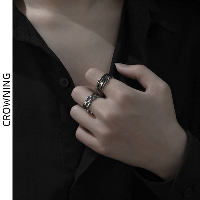 Nhẫn Trang Sức Kiểu Hip-Hop Bằng Bạc 925 Phong Cách Hip Hop Đơn Giản Cho Nam Và Nữ F853