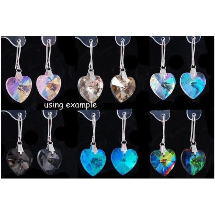 Set 10 Hạt Pha Lê Thủy Tinh Hình Trái Tim 14mm Có Lỗ Trên Cùng Dùng Làm Trang Sức diy jy157