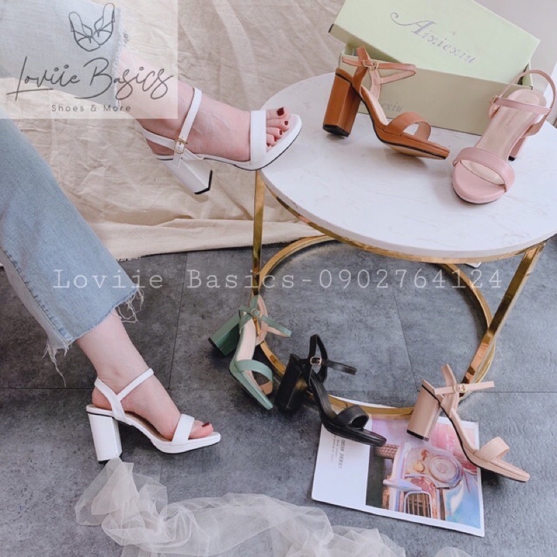 GIÀY CAO GÓT LOVIIE BASICS - SANDAL CAO GÓT NỮ 9 PHÂN - GUỐC SANDAL ĐẾ VUÔNG G200724