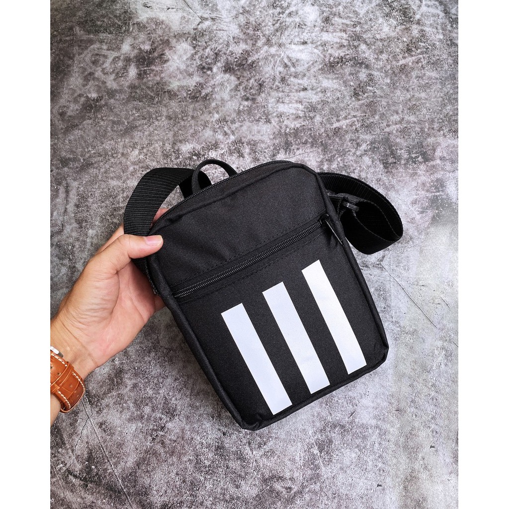 Túi đeo chéo Mini nam nữ Thời trang màu đen - Mini Bag - ESSENTIALS 3 - STRIPES GN1928