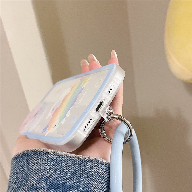 Ốp lưng iphone Ốp Điện Thoại Silicon Họa Tiết Hoa Xinh Xắn Kèm Dây Đeo Cho iPhone 13Promax iPhone14pro 78plus/X/XR// Promax/Mini Dinuo case