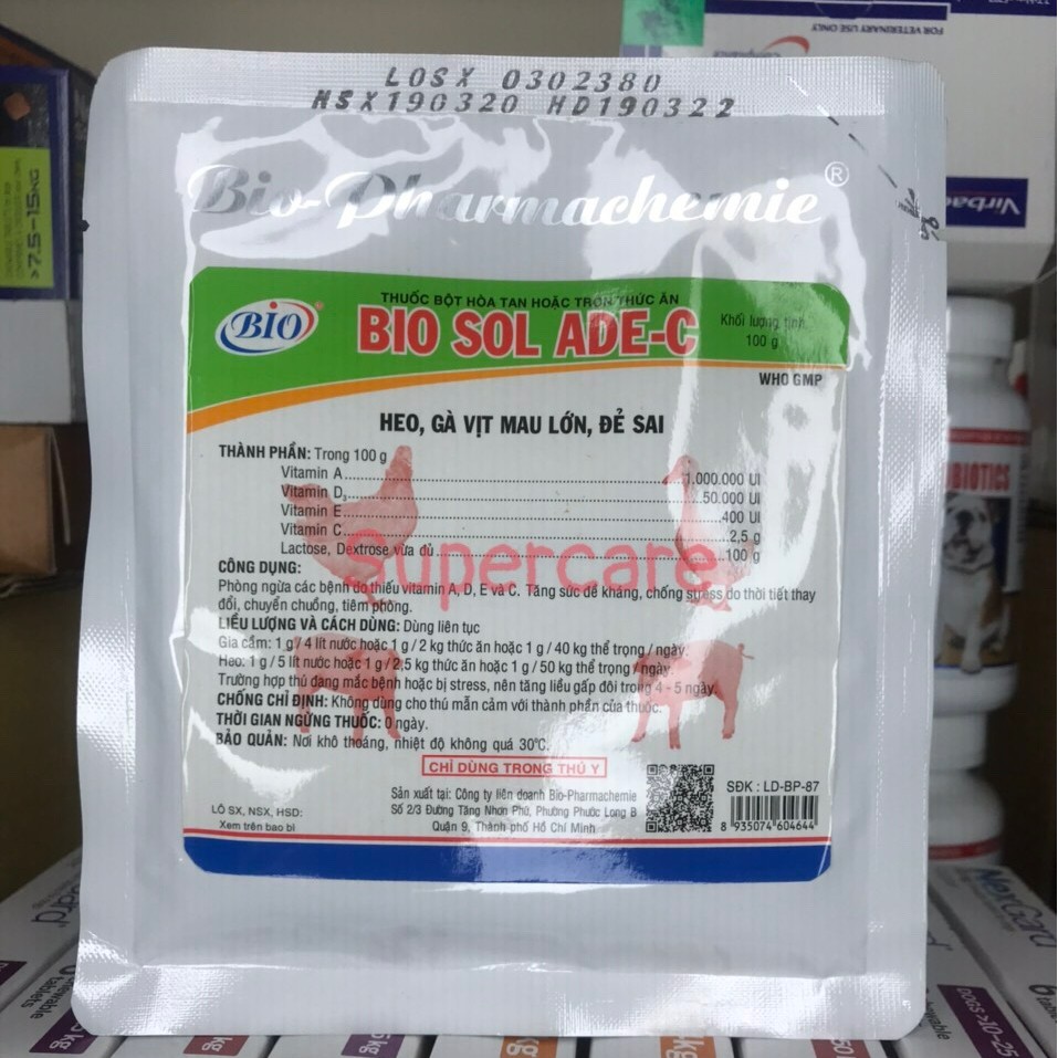 Bio Sol Ade-C 100Gr Mau Lớn, Chống Stress, Tăng Sức Đề Kháng Chó Mèo