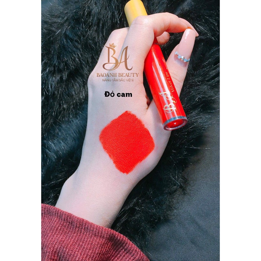 [Đỏ Cam] Son Kem Lì Nắp Vàng Cao Cấp B.A Màu Đỏ Cam | BigBuy360 - bigbuy360.vn