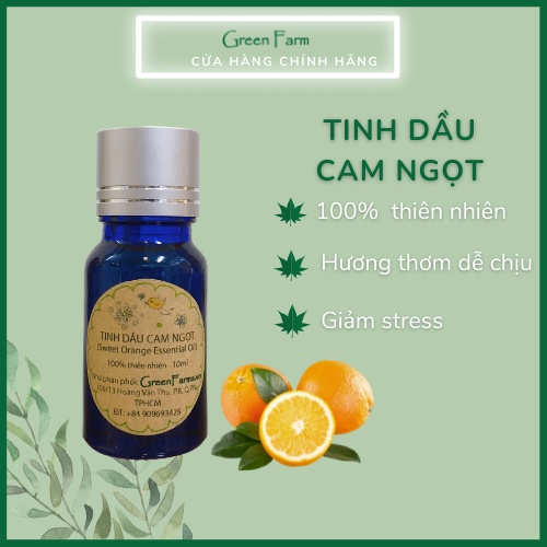 Tinh Dầu Cam Ngọt 10ml Green Farm tinh dầu thật hương thơm dễ chịu nguyên chất