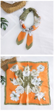 Khăn lụa vuông khăn choàng cổ lụa vuông in hoa 70x70cm