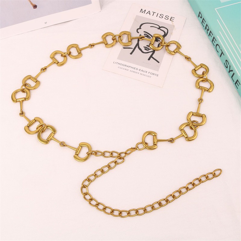 Đai váy áo xích vàng thả kiểu sang chảnh - Dây xích eo thắt váy áo nữ kim loại cá tính