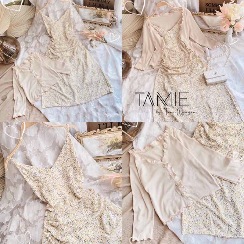 Váy Hoa nhí 2 dây kèm Cardigan CÓ NHIỀU MÀU TAMIEclothing | BigBuy360 - bigbuy360.vn