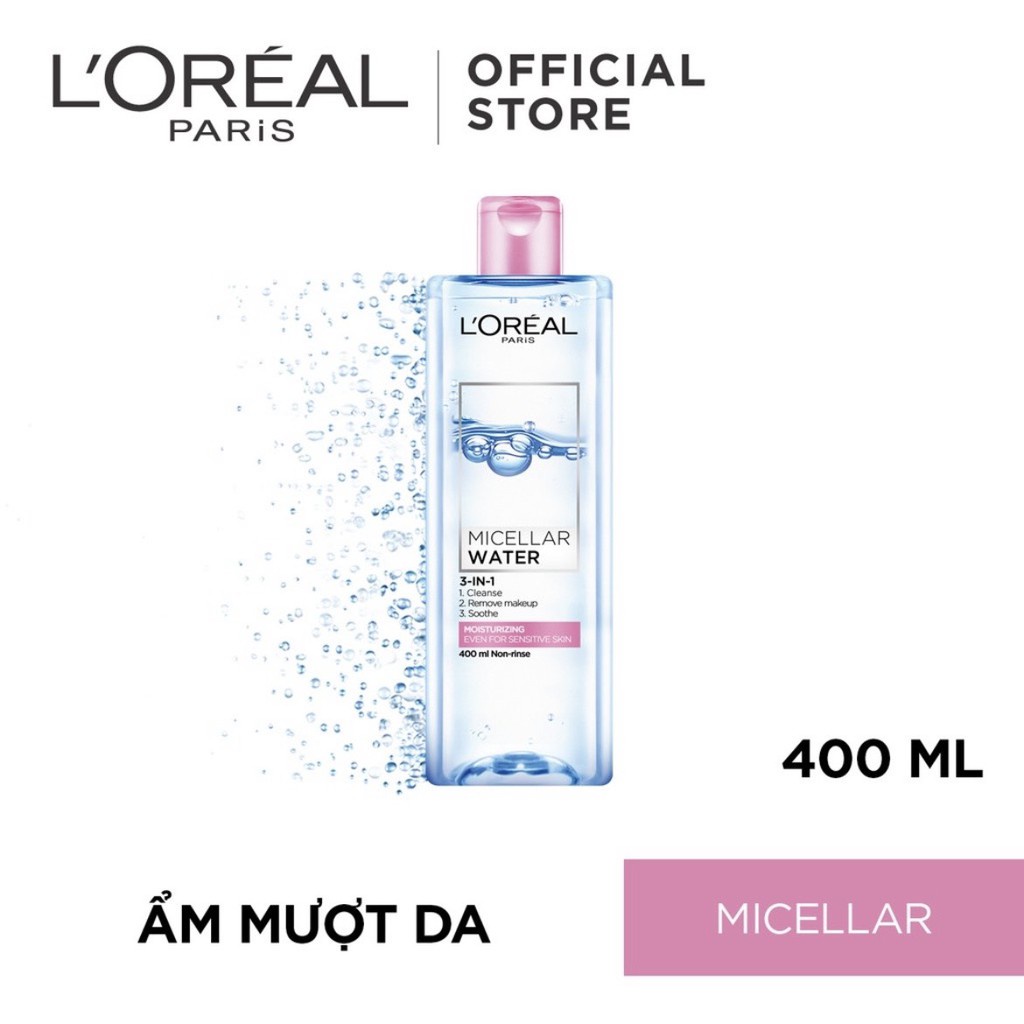 Nước tẩy trang cho mọi loại da L'Oreal Paris 3-in-1 Micellar Water 400ml