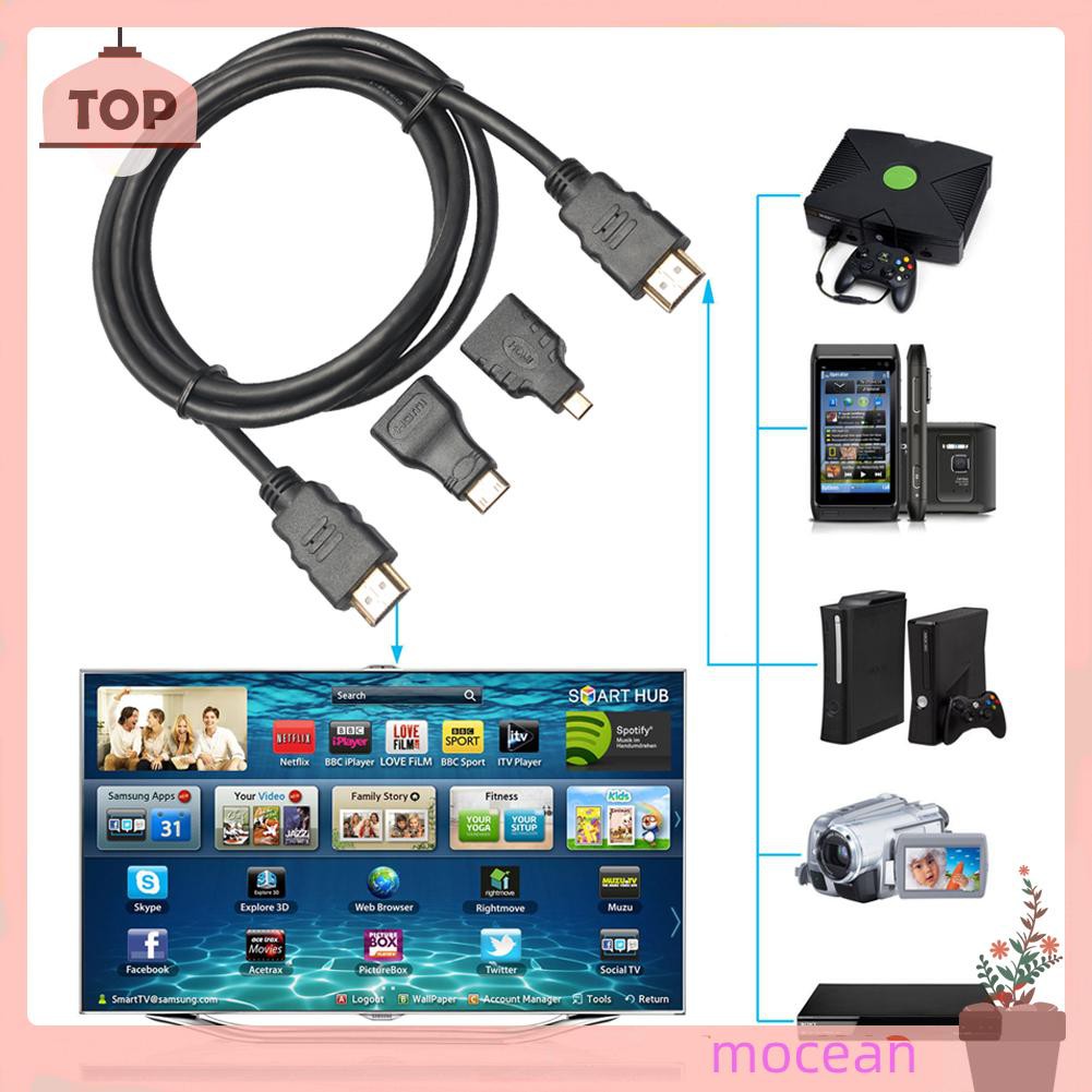 Cáp Chuyển Đổi Tốc Độ Cao 3 Trong 1 Từ Hdmi Sang Micro Hdmi-Compatible Cho Pc Tv Ps4