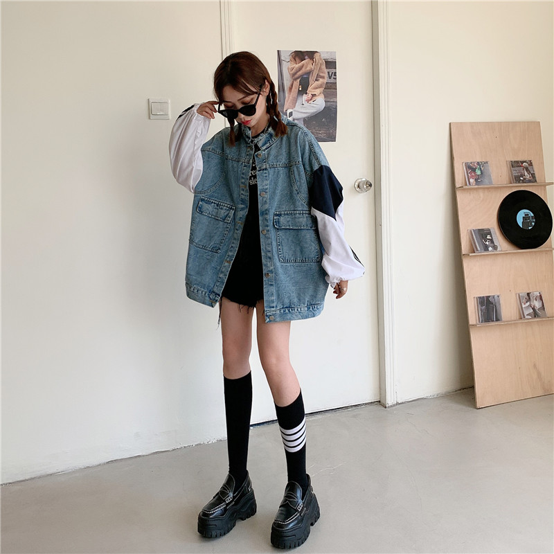 Áo Khoác Denim Nữ Oversize Phong Cách Hàn Quốc