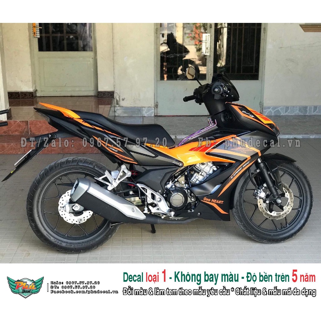 Tem rời xe Winner X Cam đen chỉ cam (A)