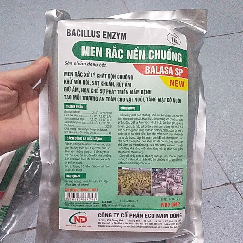 2 gói men rắc nền chuồng balasa 100g thú y, thú cưng chó mèo lợn gà vịt ngan, chim rắc trực tiếp vào phân, khử mùi hôi