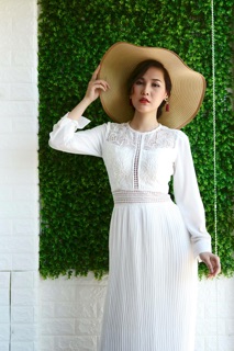 Đầm maxi ren phối voan cao cấp