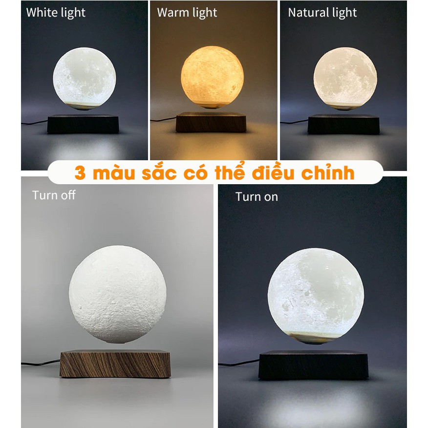 Đèn ngủ mặt trăng lơ lửng LED cảm ứng in 3D cao cấp - Quả Cầu Mặt Trăng Bay Magnetic Levitation 3D Printing Moon Light